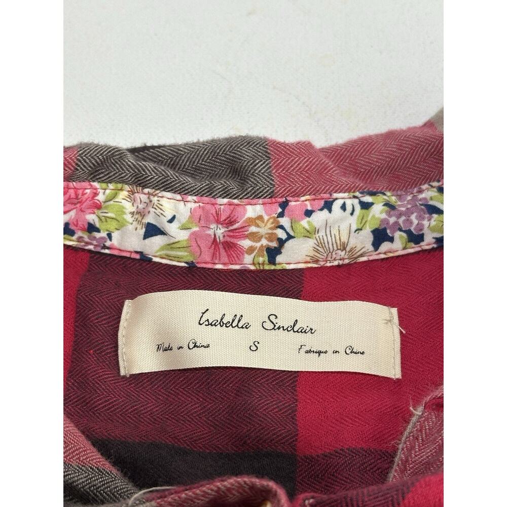 Anthropologie Isabella Sinclair Plaid Button Front Shirt Lace Back Top Size S - Picture 8 of 12